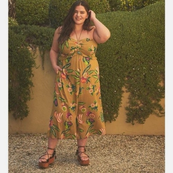 Anthropologie The Odells Isla Linen
Jumpsuit Olive Fruit Print Size XL $238 - Picture 2 of 5